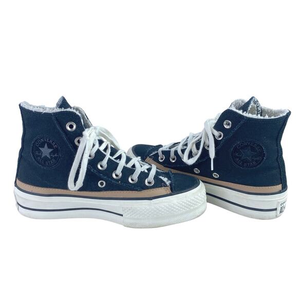 Converse Chuck Taylor All Star Raw Edge Black Platform High Top Sneakers Sz 5.5 - Picture 4 of 7